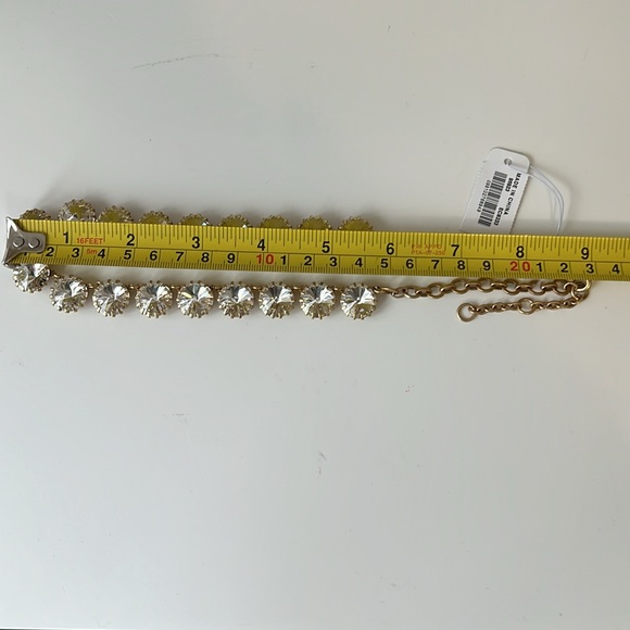 NWT J Crew Brulee Clear Rhinestone Gold Tone Chain Statement Necklace - Picture 4 of 4